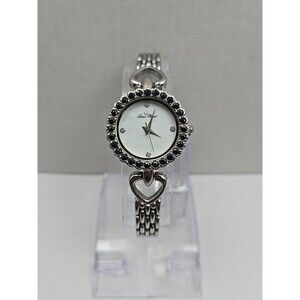 Lucien Piccard Blue Sapphire Bezel Heart Ladies Swiss Quartz Watch New Battery